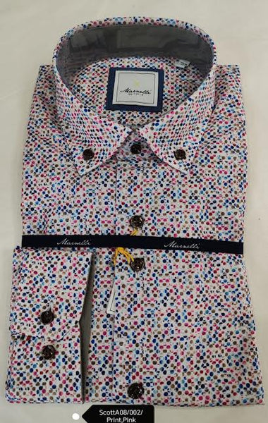 Marnelli Button Down Print Shirt Cluster Pink