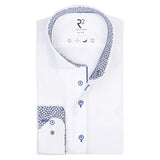 R2 Amsterdam Contrast Button Shirt White