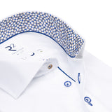 R2 Amsterdam Contrast Button Shirt White