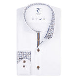 R2  Amsterdam Contrast Button Shirt White
