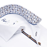 R2  Amsterdam Contrast Button Shirt White
