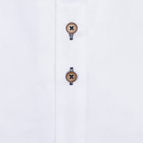 R2  Amsterdam Contrast Button Shirt White