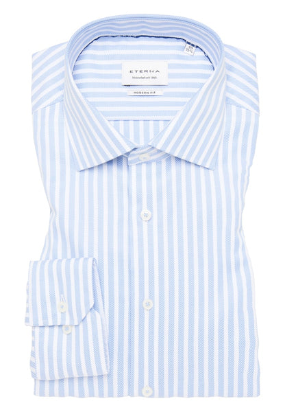 Eterna Modern Fit Stripe Shirt Blue