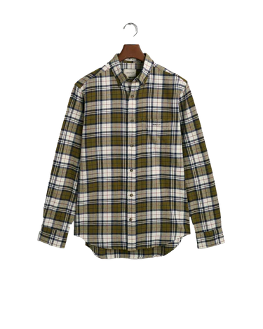 Gant Flannel Check Shirt Dark Cactus