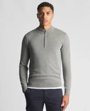 Remus Uomo Cotton Half Zip Light Grey