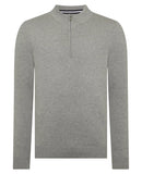 Remus Uomo Cotton Half Zip Light Grey