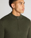 Remus Uomo Cotton Half Zip Kakhi