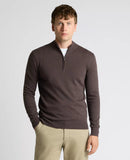 Remus Uomo Cotton Half Zip Dark Brown