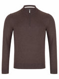 Remus Uomo Cotton Half Zip Dark Brown