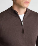 Remus Uomo Cotton Half Zip Dark Brown