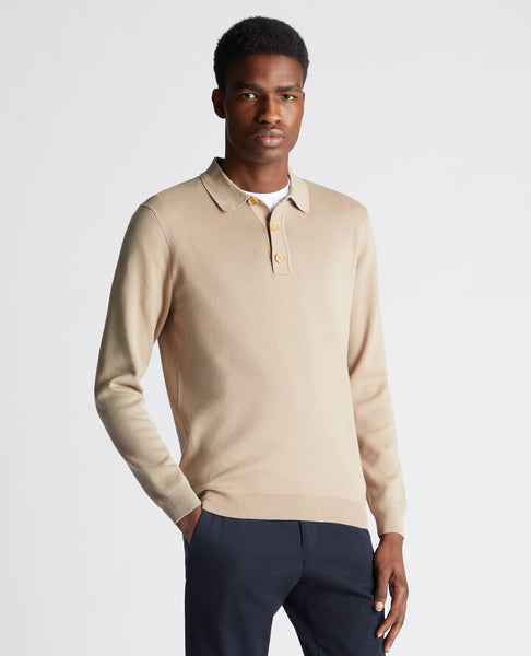 Remus Uomo Long Sleeve Polo Sand