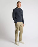Remus Uomo Longsleeve Pique Polo Dark Blue