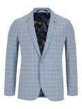 Spin Zach Check Suit 2pc Light Blue