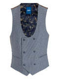 Spin Trey Double Breast Check Waistcoat Blue