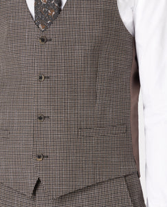 Remus Uomo Taupe Laurino Mix + Match Suit Waistcoat 52183/Check 98 Brown