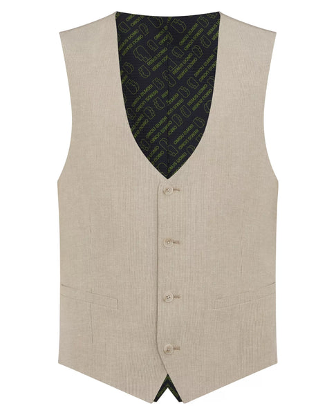 Remus Uomo Lucian Stripe Waistcoat Sand
