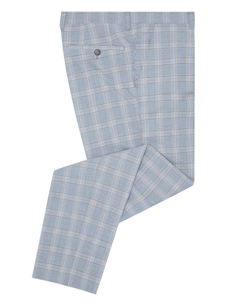 Spin Cruz Check Trousers Light Blue