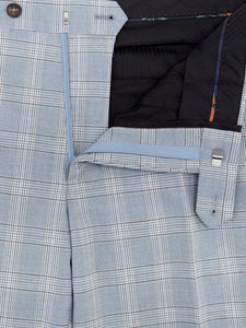 Spin Cruz Check Trousers Light Blue