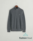 Gant Rib Half Zip Charcoal Melange