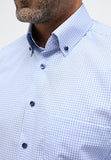 Eterna Comfort Fit Gingham Shirt Blue