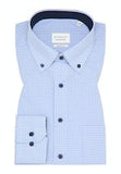 Eterna Comfort Fit Gingham Shirt Blue
