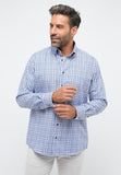 Eterna Comfort Fit Check Shirt Blue
