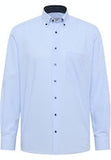 Eterna Comfort Fit Gingham Shirt Blue