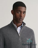 Gant Rib Half Zip Charcoal Melange