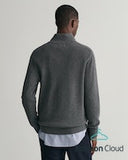 Gant Rib Half Zip Charcoal Melange