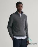 Gant Rib Half Zip Charcoal Melange