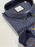 Marnelli Button Down Print Shirt Navy