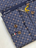 Marnelli Button Down Print Shirt Navy
