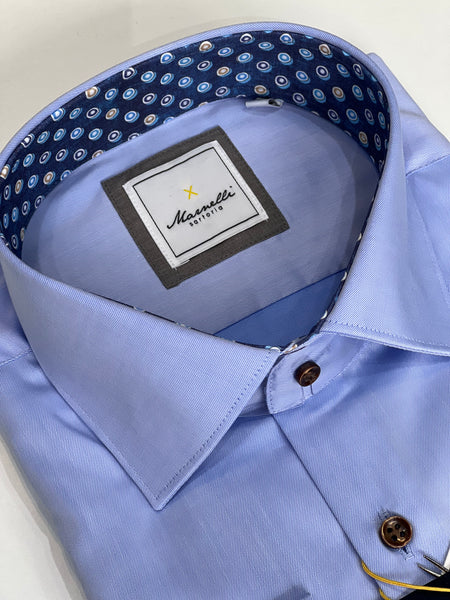 Marnelli Twill Plain Shirt Blue