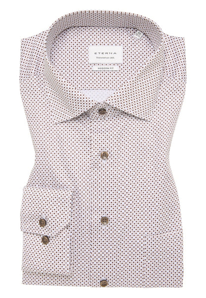 Eterna Modern Fit Print Shirt Blue