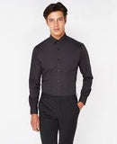Remus Uomo Tapered Print Collar Shirt Black