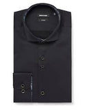 Remus Uomo Tapered Print Collar Shirt Black