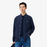 Lacoste Linen Button Down Navy