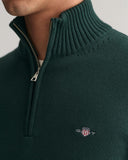 Gant Classic Cotton Half Zip Tartan Green