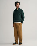 Gant Classic Cotton Half Zip Tartan Green