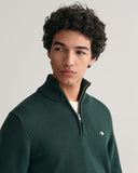 Gant Classic Cotton Half Zip Tartan Green