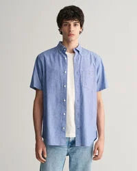 Gant Cotton Linen Shirt Rich Blue