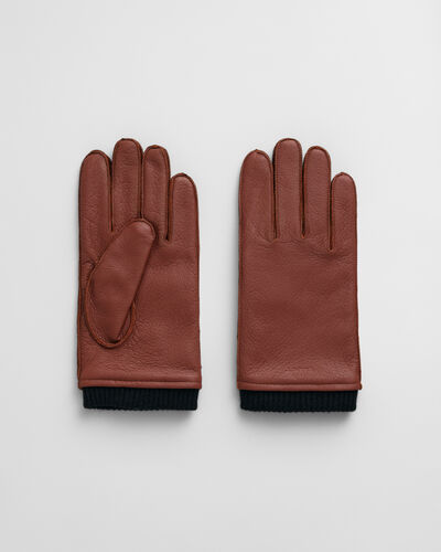 Gant Cashmere Lined Leather Glove Dark Mahogony