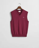 Gant V-neck Sleeveless Pullover Wine Red