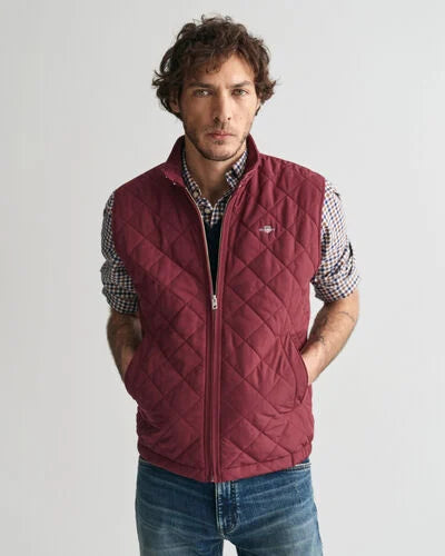 Gant Quilted Gillet Wine Red