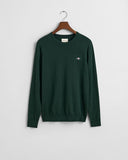 Gant Classic Cotton Crewneck Tartan Green