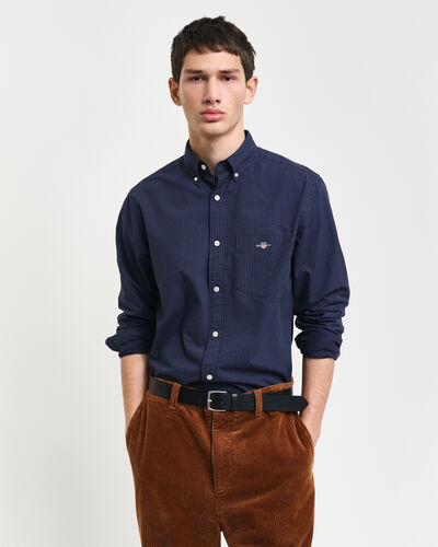 Gant Slim Micro Print Shirt Evening Blue