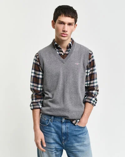 Gant V-neck Sleeveless Pullover Grey