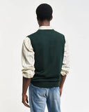 Gant V-neck Sleeveless Pullover Tartan Green