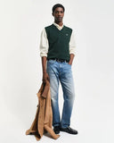Gant V-neck Sleeveless Pullover Tartan Green