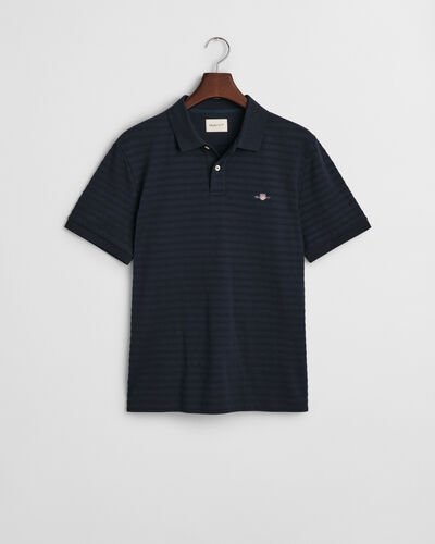 Gant Texture Stripe Polo Evening Blue